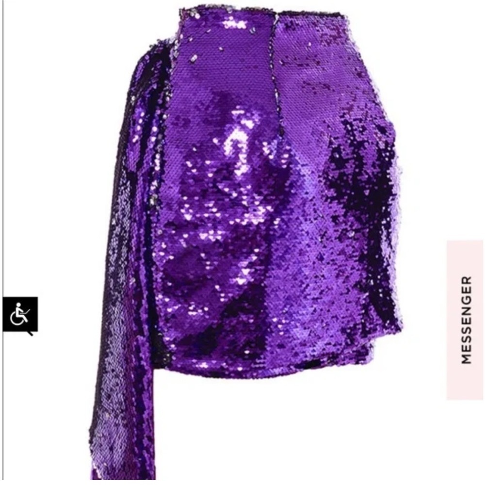 House of CB Katya Purple Sequin Draped Mini Skirt - Picture 6 of 16